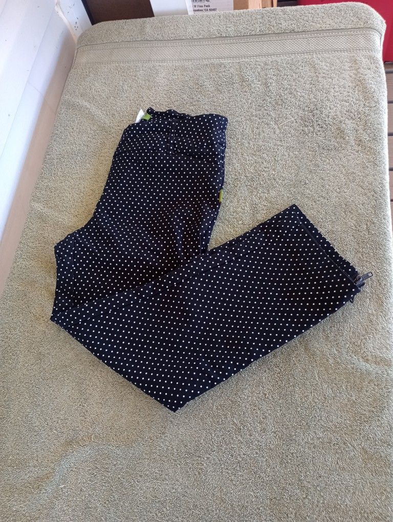 SWING CONTROL Golf Pants Women's Black Polka Dot  Cropped Zipper Ankle Sz 8