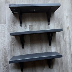 3 Black Wall Shelves
