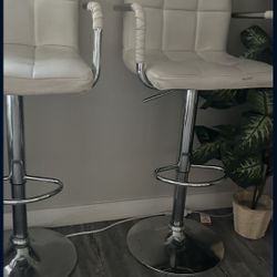 2 White Bar Stools