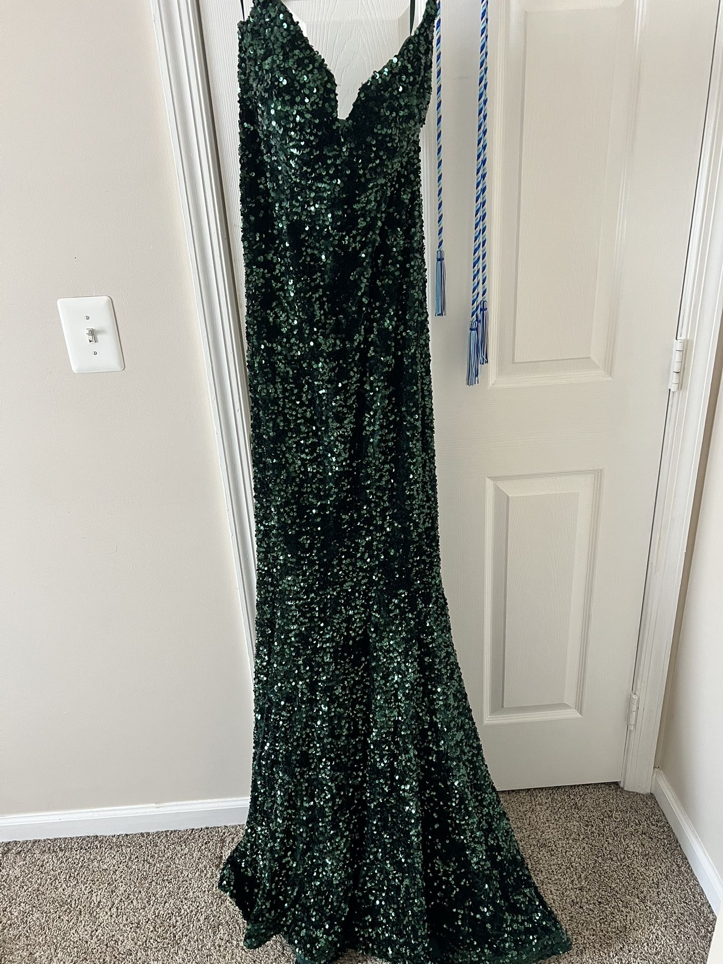 Emerald Sequin Evening Gown