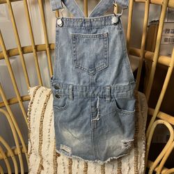 SHEIN Girls Denim Dress Light Wash Overalls Size 5y