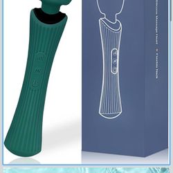 Handheld Cordless Waterproof Rechargeable Massager - 12 Modes 3 Speeds, Quiet Function & Soft Silicone for Neck, Shoulder, Back Pain Relief(Green)