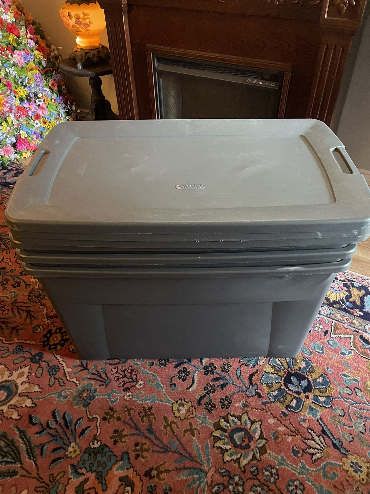 Lot Of 45 Gal Large Plastic Storage Bins Containers