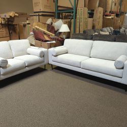Modern White Sofa Loveseat Set