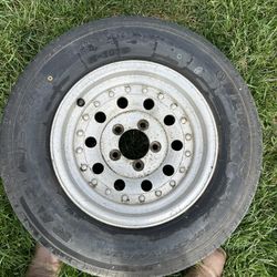 Trailer Rums And Tires. Rims Just Need A Little TLC To Look Polished. Tires Have Only 12 Miles In Them. So They Are Practically Brand Spanking New