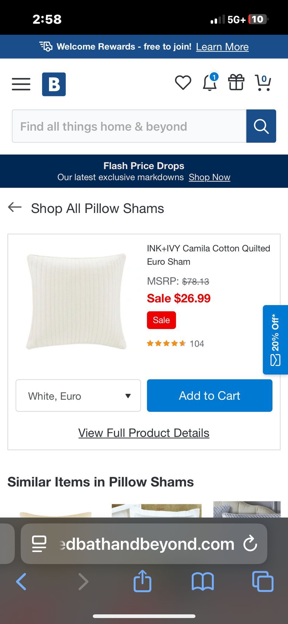 INK+IVY Camila Cotton Quilted Euro Sham (2) Available