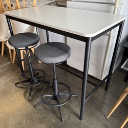 3-Piece Bar Height Dining Set, TOMMARYD Table and 2 LIDKULLEN Height Adjustable Stools Like New