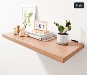 30 Inch Solid Oak Floating Shelves - Natural Wood 12 Inch Deep Wall Shelf, Rusti