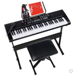 New 61 key beginners key board with stool, mic and headphones 