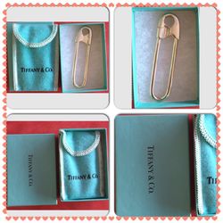Tiffany & Co Safety Pin Silver w Box and Pouch