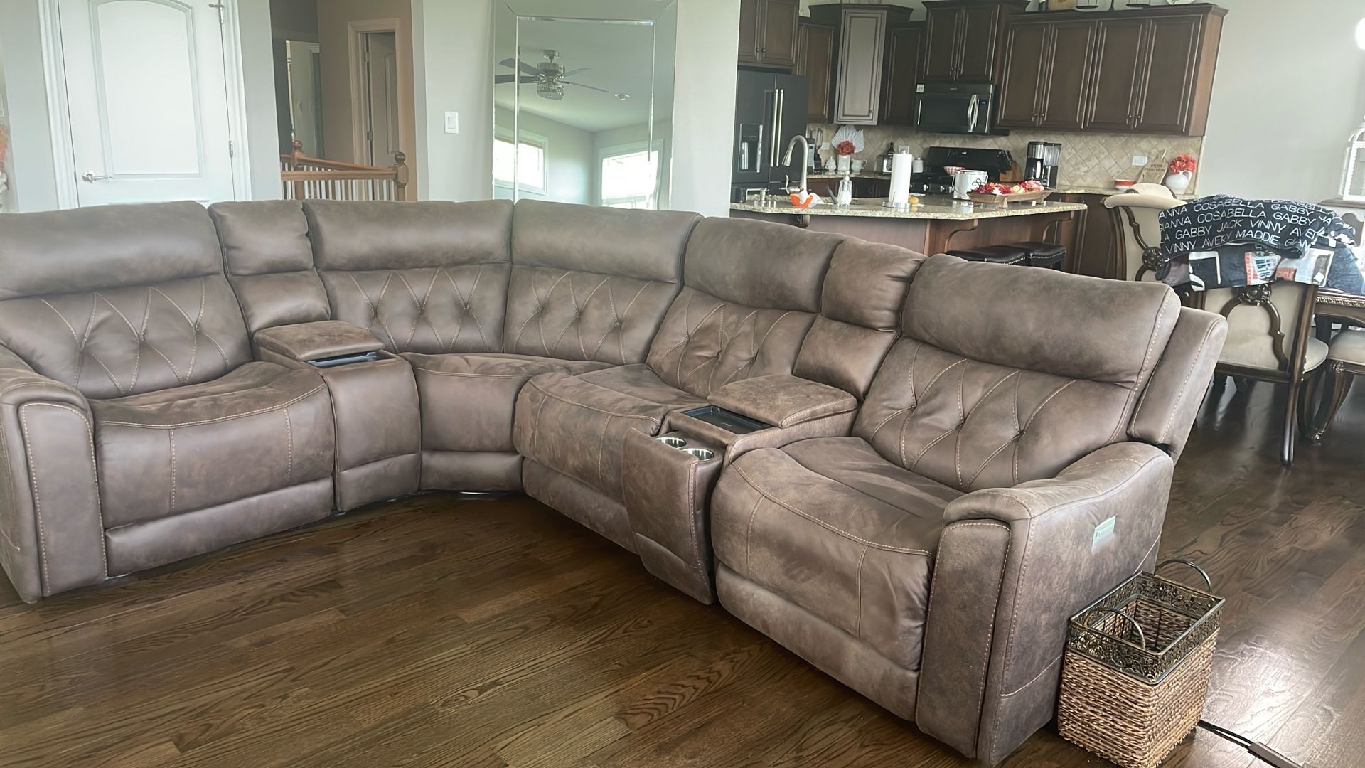 Power 3 Recliner Brown Sectional