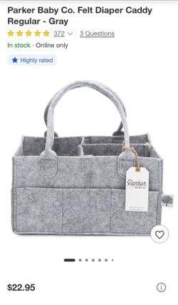New - Parker Baby Co. Felt Diaper Caddy Regular - Gray