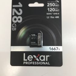Lexar Pro 1657x SD Card V60 128gb Brand New