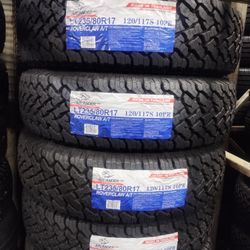 SET OF FOUR BRAND NEW ALL TERRAIN TIRES ATLANDER LT235/80R17 LOAD RANGE E 10PLY ASK ME FOR ANY OTHER SIZE YOU NEED
