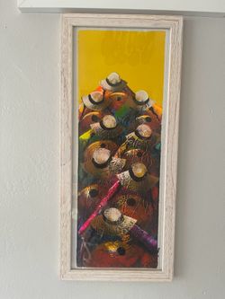Picture Frame, solid wood molding, HD tempered glass, distressed white finish (only frame, no artwork)