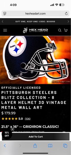 Hex Head Art Steelers 21.5" x 16" NEW