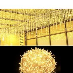 J OYSKY Led String Lights Outdoor, [Warm White] 32 FT 64 Drops with 400 LEDs, Christmas String Lights Icicle Lights with 8 Light Modes, Waterproof Str