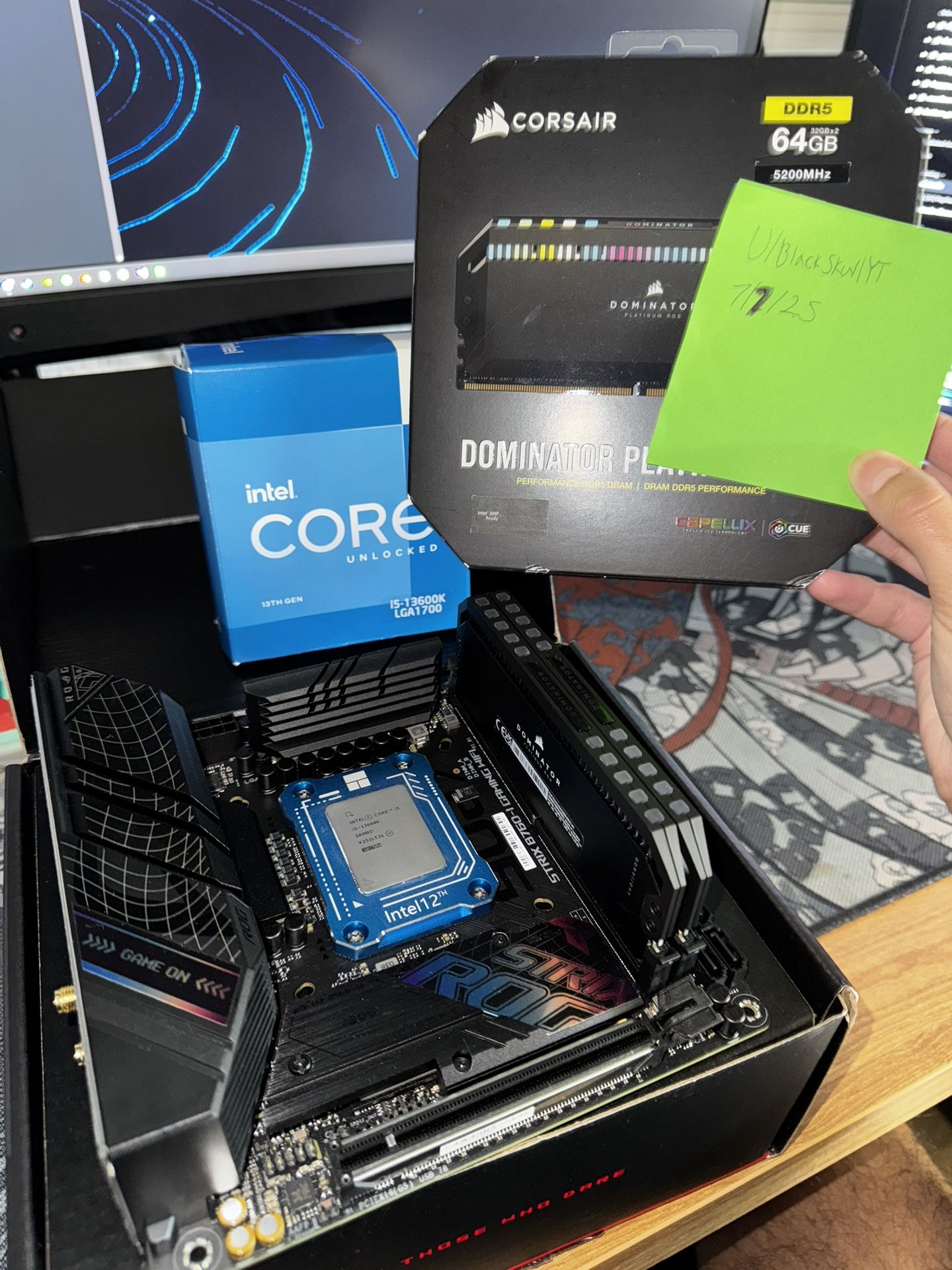 MINI ITX BUNDLE: I5-13600k, ASUS b760i, Corsair Dominator Platinum 64gb