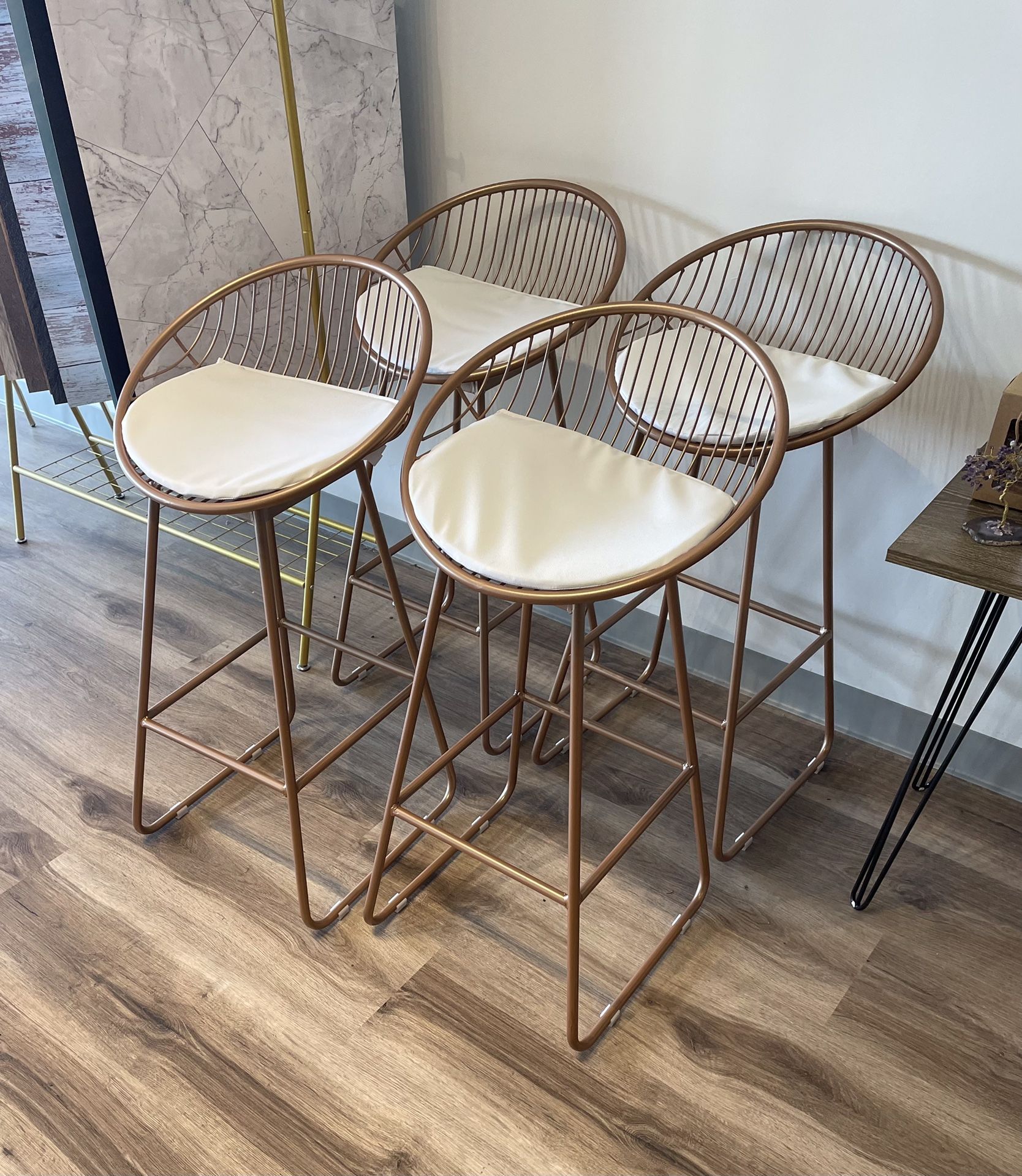 Bar Stools Set Of 4, Counter Height Bar Chairs 30” Seat, Metal Kitchen Island Barstools 