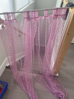 Pink Sheer Curtains With Sparkly Curtain Rod