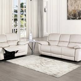 Manual Recliner Sofa & Recliner Loveseat - Off-White Color