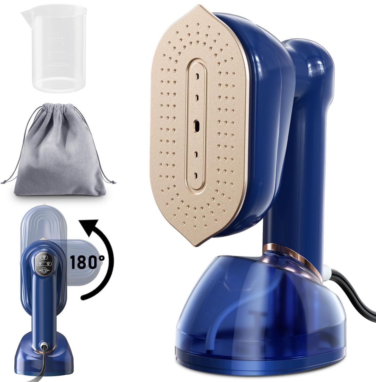 Steamer for Clothes, 1050W Handheld Clothes Steamer with 3 Steam Levels, 20s Heat-up, 230ml Large Tank, 180° Swivel Handle, Portable Travel Steamer fo