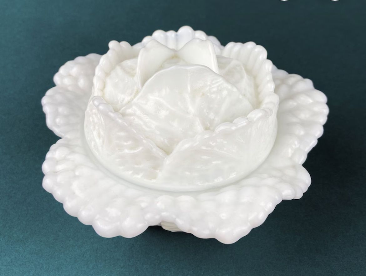 Milk Glass Cabbage Shaped Dish