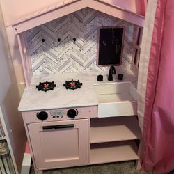 Pink Wooden Kitchen