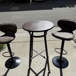 3-Piece Bar Table Set w/ Adjustable Swivel Stools