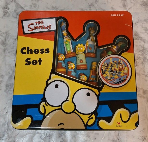 THE SIMPSONS 3D CHESS SET TIN COLLECTOR BOX