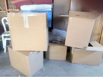 Empty cardboard boxes and bubble wraps