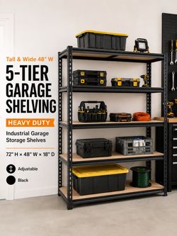 Tall&Wide&Big Shelf 48" W / 5 Tier Garage Selving Heavy Duty , Industrial | Garage Storage Shelves