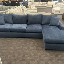 Navy Blue Comfy Sectional Sofa 