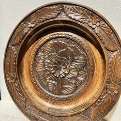 Hand Carved Vintage Plate 