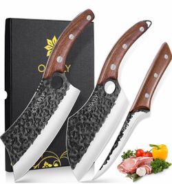 Brand new 3PCS Hand Forged Butcher Knife Set Meat Cleavers