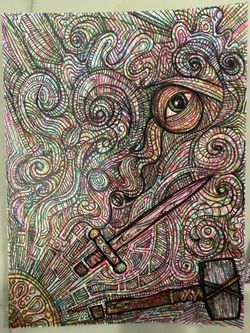 Original Abstract Fantasy Pen and Marker Artwork by Andrew Patience