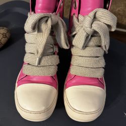 Pink With Fat Lace Hightop Shoes 