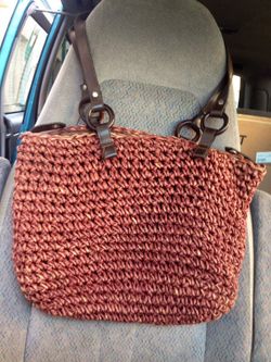 Expresso brown straw hobo bag