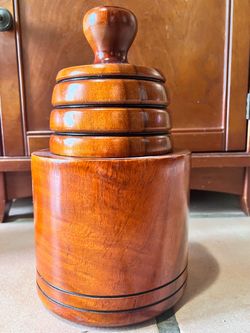 Handcarved Wooden Pot with Lid
