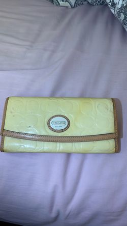 Authentic COACH Yellow Patent Leather Signature Long Wallet