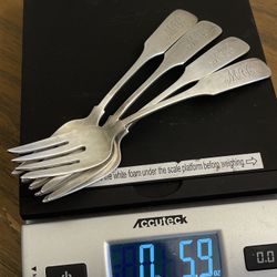 GORHAM OLD ENGLISH TIPT STERLING SILVER FOUR SALAD FORKS 6 1/2" Monogrammed