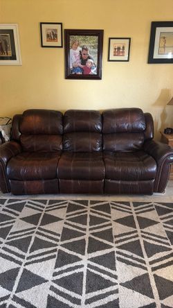 Brown leather couch