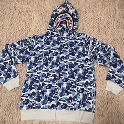 BAPE ABC camo shark hoodie blue