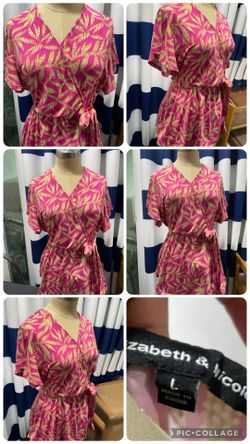 Vibrant Pink Patterned Wrap Dress - L