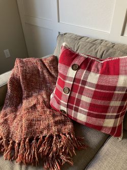 Red Throw And Throw Pillow 