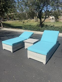 2 Pool Lounge Chairs & Table- Outdoor Furniture