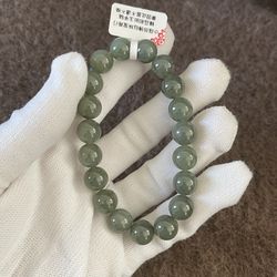 Premium Grade AAA Hetian Jade Nephrite Bead Bracelet, Antique Gemstone Jewelry