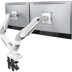 New HUANUO Dual Monitor Stand, Full Adjustable Monitor Desk Mount Swivel Vesa Bracket W/ C Clamp, Grommet Mounting Base for 13 to 30 Inch Computer Scr