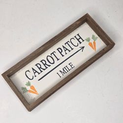 Rustic Brown and White Carrot Patch Directional Arrow Wooden Easter Sign