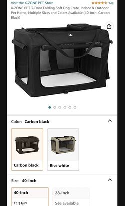 X-ZONE PET 3-Door Folding Soft Dog Crate, Indoor & Outdoor Pet Home, Multiple Sizes and Colors Available (40-Inch, Carbon Black)